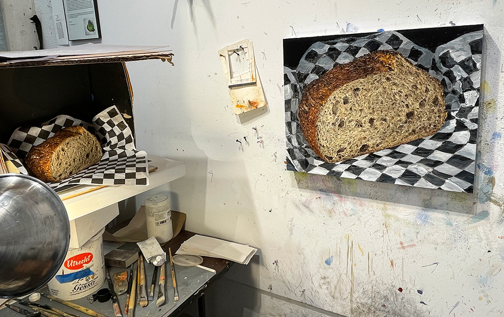 Animated Painting Progression of Rosemary Peppercorn Sourdough, original artwork by Mike Geno