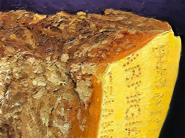 Detail View of Cravero Parmigiano-Reggiano Wedge, original artwork by Mike Geno