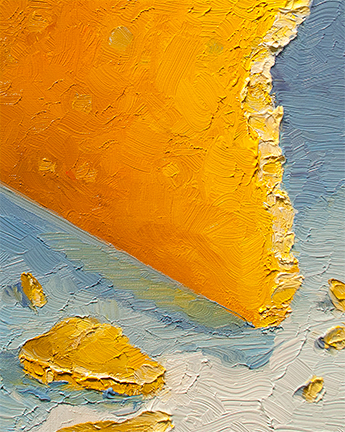 Detail View of Parmigiano-Reggiano Slice, original artwork by Mike Geno