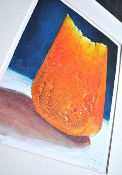 Image 2 of matted print of L'Amuse aged gouda (vertical), original artwork by Mike Geno