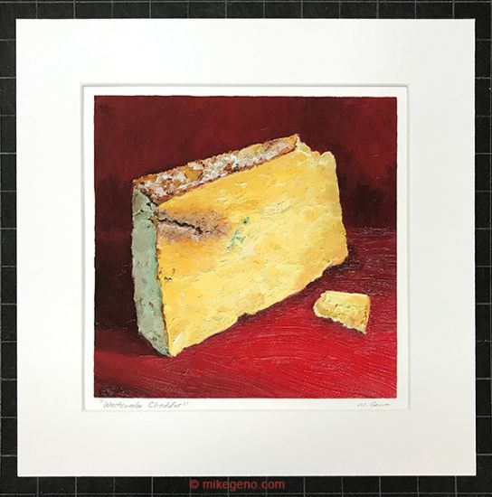 matted print of Westcombe Cheddar, original artwork by Mike Geno