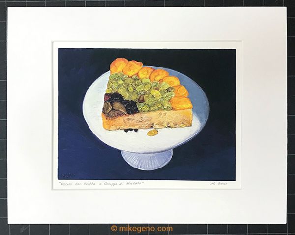 matted print of Occelli con Frutta e Grappa di Moscato, original artwork by Mike Geno