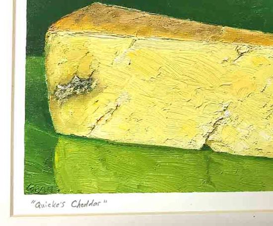 Image 3 of matted print of Quicke's Cheddar, original artwork by Mike Geno