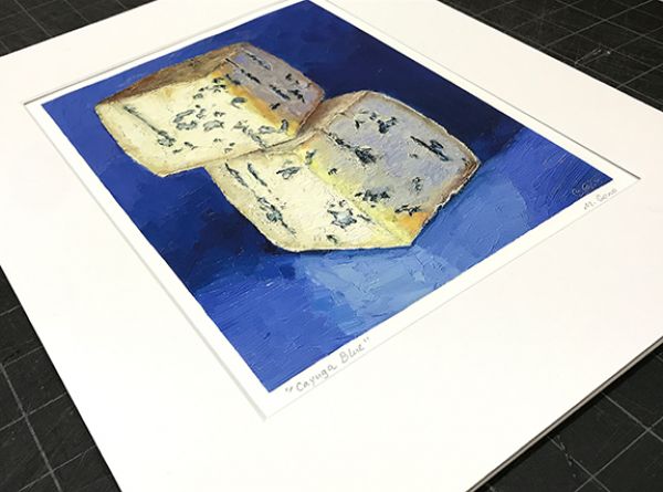 Image 2 of matted print of Cayuga Blue, original artwork by Mike Geno