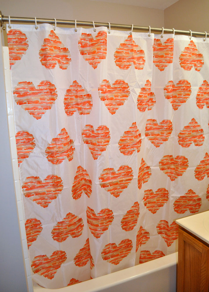 Image 2 of Bacon Love Shower Curtain, original artwork by Mike Geno