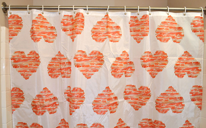 Image 3 of Bacon Love Shower Curtain, original artwork by Mike Geno