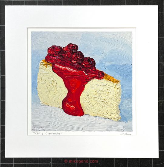 matted print of Cherry Cheesecake, original artwork by Mike Geno