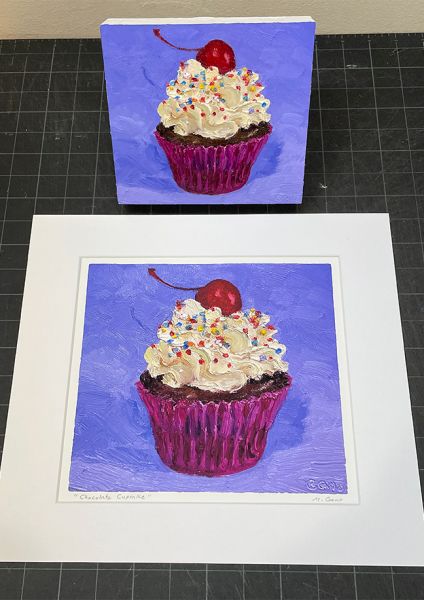 Image 4 of matted print of Chocolate Cupcake, original artwork by Mike Geno