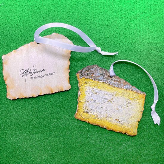 Gorwydd Caerphilly cheese portrait ornament, original artwork by Mike Geno